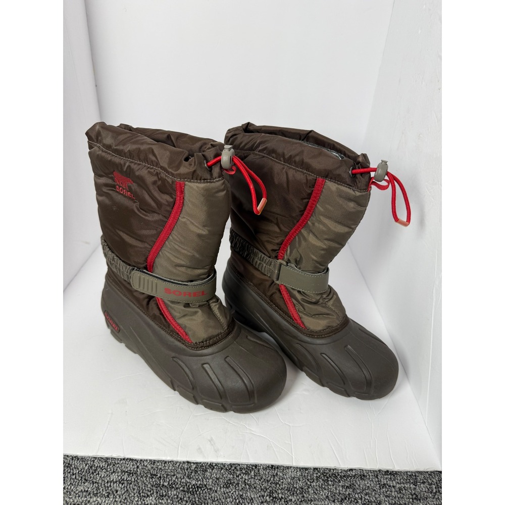 Sorel Brown Red Waterproof Nylon Snow Boots NY1810-287 Mens 6 Womens 7.5